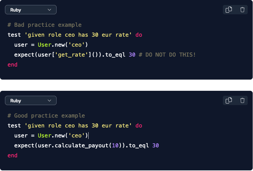 Testing 1o1: Don't test private methods
